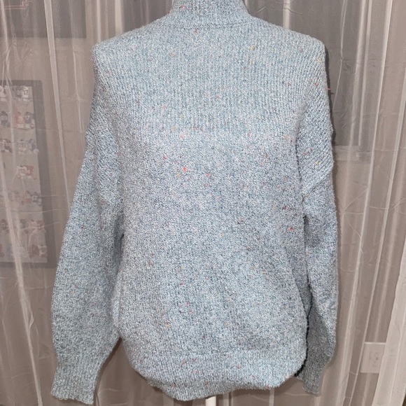 Zara Light Blue Speckled Turtleneck Sweater - Picture 1 of 3